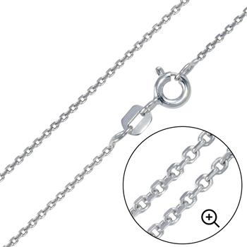 18 Inch Rhodium Polished Diamond Cut Cable Rolo Necklace Chain - Silver Chain - Find the size you are looking for in our collection of necklace chains, available in custom sizes at Sacred Art Jewelry.