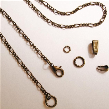 Custom Size Figaro Chain Necklace - Antique Bronze Chain - You will find the bronze chain length you are looking for in our collection of antique bronze necklace chains, available in custom sizes at Sacred Art Jewelry.