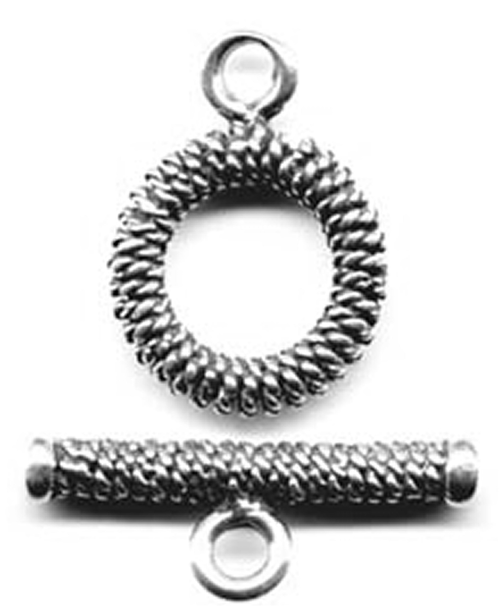 Toggle Clasp, Woven 1 1/4 - Antique or Vintage Model, in Sterling Silver  or Bronze