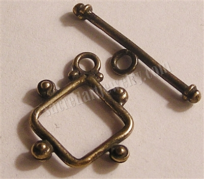 Toggle Clasp, Diamond 3/4" - Around two dozen jewelry clasp styles. Toggle clasps, fish hook clasps, ring clasps and more for your bracelet and necklace designs. Handmade vintage originals cast in sterling silver and bronze.