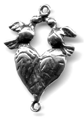 Heart with Doves Link Connector 1 1/4"