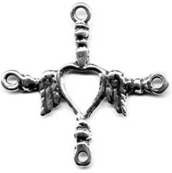 Mexican Yalalag Cross with Heart 1 1/2"  - Catholic cross pendants and crucifixes in authentic antique and vintage styles with amazing detail. Large collection of crucifixes, centerpieces, and heirloom medals made by hand in California, US.
