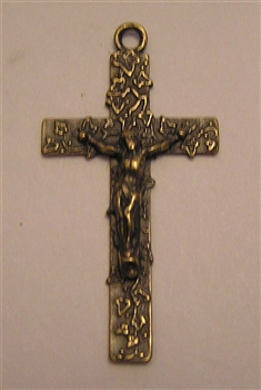 Small Crucifix 1 9/16" - Catholic cross pendants and rosary crucifixes in authentic antique and vintage styles with amazing detail. Large collection of crucifixes, centerpieces, and heirloom medals made by hand in California, US.