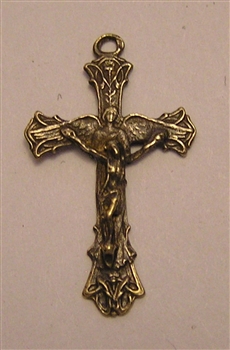 Small Angel Crucifix 1" - Religious crosses, Catholic crucifixes, rosary parts in authentic antique and vintage styles with amazing detail. Large collection of crucifixes, centerpieces, and heirloom medals made by hand in California, US.