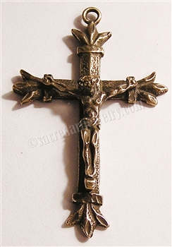 Large Crucifix 2 3/8" - Religious crosses, Catholic crucifixes, rosary parts in authentic antique and vintage styles with amazing detail. Large collection of crucifixes, centerpieces, and heirloom medals made by hand in California, US. Available in true b