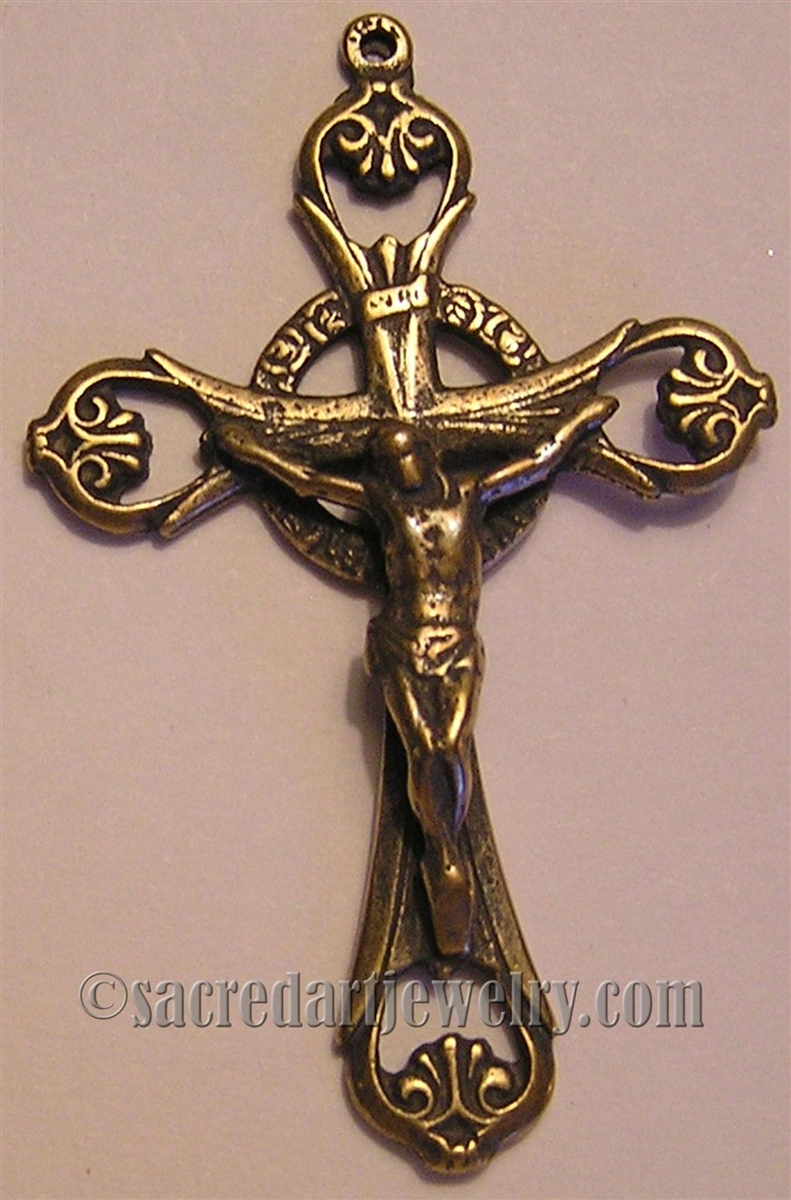 French Rosary Parts, Crucifix and Centerpiece - Authentic Antique or  Vintage Rosary Supplies in Sterling Silver and Bronze