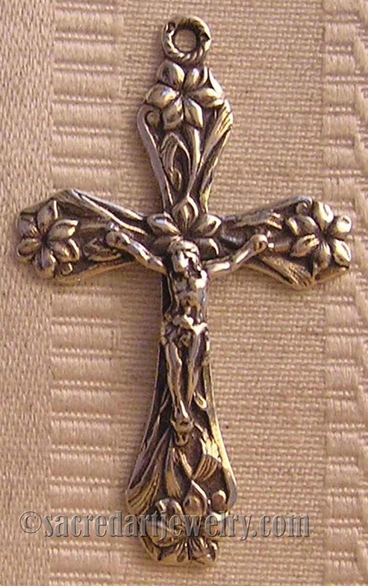 Crucifixes and Center Pieces 3 Each Silver Finish for Rosary