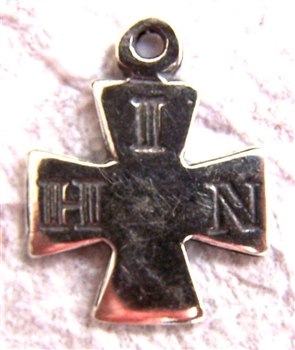 Tiny Small HIN Cross 5/8" - Catholic religious crosses and rosary parts in authentic antique and vintage styles with amazing detail. Large collection of crucifixes, centerpieces, and heirloom medals made by hand in true bronze and 925 sterling silver