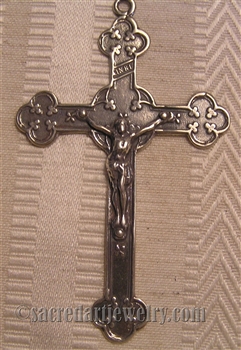 Large Irish Crucifix 2 3/4" - Catholic religious medals in authentic antique and vintage styles with amazing detail. Large collection of heirloom pieces made by hand in California, US. Available in true bronze and sterling silver.
