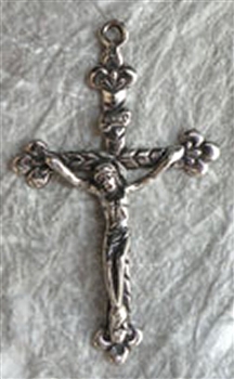 Pretty Crucifix 1 13/16" - Catholic cross pendants and crucifixes in authentic antique and vintage styles with amazing detail. Large collection of crucifixes, centerpieces, and heirloom medals made by hand in California, US.