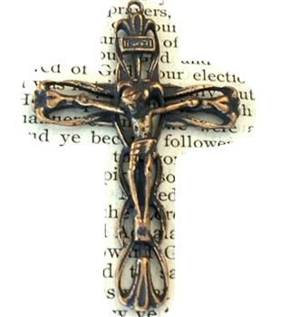 Crucifix, Floral Necklace Pendant Openwork Italy ROMA 1 7/8" - Catholic cross pendants and crucifixes in authentic antique and vintage styles with amazing detail. Large collection of crucifixes, centerpieces, and heirloom medals made by hand in California