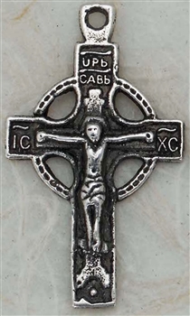Eastern Europe Antique Crucifix with Engraved Prayer - Catholic religious medals and crosses in authentic antique and vintage styles with amazing detail. Large collection of heirloom pieces made by hand in sterling silver or true bronze.