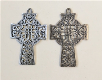 Celtic Delicate Cross 1-3/8 - Ancient Bronze Religious Pendant - LOT OF 2, 2 3/8" - Catholic cross pendants and crucifixes in authentic antique and vintage styles with amazing detail. Large collection of crucifixes, centerpieces, and heirloom medals