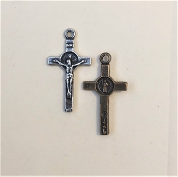 Small St. Benedict Cross 7/8 - Catholic cross pendants and crucifixes in authentic antique and vintage styles with amazing detail. Large collection of crucifixes, centerpieces, and heirloom medals made by hand in California, US.