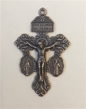 Behold this Heart Crucifix 2-1/8 - Catholic religious medals in authentic antique and vintage styles with amazing detail. Large collection of heirloom pieces made by hand in California, US. Available in true bronze and sterling silver.