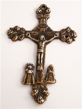 Large Latin America Crucifix 3" - Catholic religious medals in authentic antique and vintage styles with amazing detail. Large collection of heirloom pieces made by hand in California, US. Available in true bronze and sterling silver.