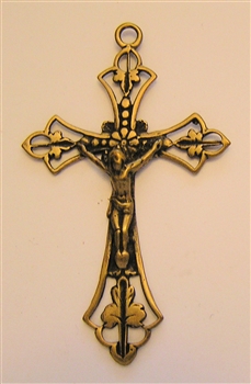 Victorian Openwork Crucifix 1 3/4" - Catholic religious medals in authentic antique and vintage styles with amazing detail. Large collection of heirloom pieces made by hand in California, US. Available in true bronze and sterling silver.