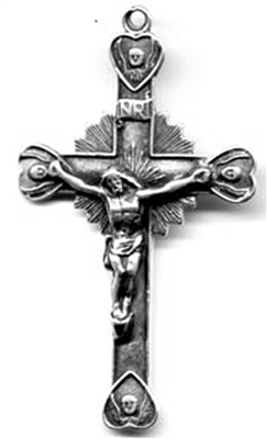 Radiant Nimbus Crucifix 1 3/4" - Catholic religious medals in authentic antique and vintage styles with amazing detail. Large collection of heirloom pieces made by hand in California, US. Available in true bronze and sterling silver.