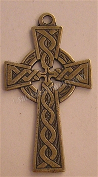 Etched Celtic Cross 1 7/8" - Catholic Celtic rosary parts in authentic antique and vintage styles with amazing detail. Large collection of religious crosses, crucifixes, centerpieces, and heirloom medals in true bronze and .925 sterling silver.