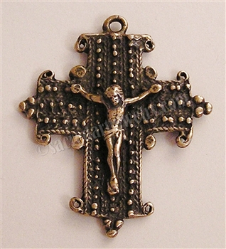 Coptic Crucifix 1 3/4" - Catholic Coptic rosary parts in authentic antique and vintage styles with amazing detail. Large collection of crucifixes, centerpieces, and heirloom medals made by hand in true bronze and .925 sterling silver.