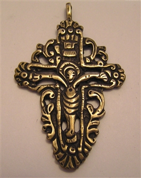 Medieval Crucifix 2 1/2" - Catholic religious medals in authentic antique and vintage styles with amazing detail. Large collection of heirloom pieces made by hand in California, US. Available in true bronze and sterling silver.