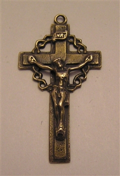 Handmade Crucifix 1 3/4" - Catholic religious rosary parts in authentic antique and vintage styles with amazing detail. Large collection of crucifixes, centerpieces, and heirloom medals made by hand in true bronze and .925 sterling silver.