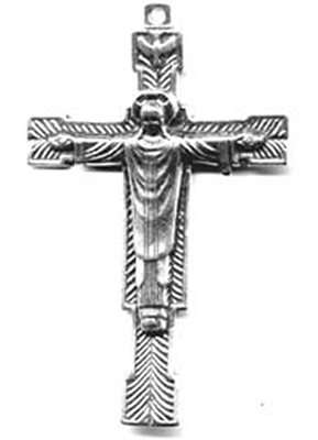 Benediction Crucifix 2 5/8" - Catholic religious rosary parts in authentic antique and vintage styles with amazing detail. Large collection of crucifixes, centerpieces, and heirloom medals made by hand in true bronze and .925 sterling silver.