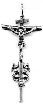 Pectoral Crucifix 3 3/8" - Catholic religious rosary parts in authentic antique and vintage styles with amazing detail. Large collection of crucifixes, centerpieces, and heirloom medals made by hand in true bronze and .925 sterling silver.