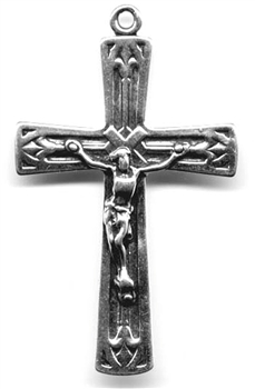 Art Deco Crucifix 1 3/4" - Catholic religious rosary parts in authentic antique and vintage styles with amazing detail. Large collection of crucifixes, centerpieces, and heirloom medals made by hand in true bronze and .925 sterling silver.