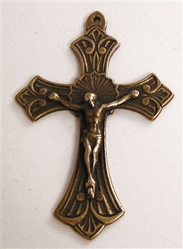 Victorian Crucifix 2" - Catholic religious rosary parts in authentic antique and vintage styles with amazing detail. Large collection of crucifixes, centerpieces, and heirloom medals made by hand in true bronze and .925 sterling silver.