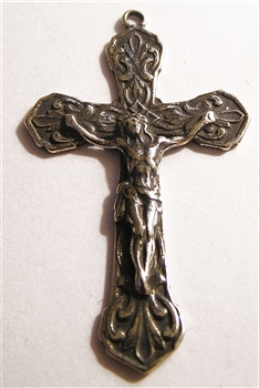 Scrolls Crucifix 1 3/- Catholic religious rosary parts in authentic antique and vintage styles with amazing detail. Large collection of crucifixes, centerpieces, and heirloom medals made by hand in true bronze and .925 sterling silver.