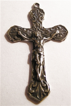 Scrolls Crucifix 1 3/- Catholic religious rosary parts in authentic antique and vintage styles with amazing detail. Large collection of crucifixes, centerpieces, and heirloom medals made by hand in true bronze and .925 sterling silver.