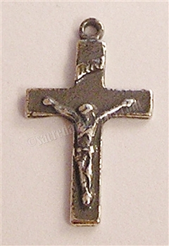 Tiny Small Simple Crucifix 7/8" - Catholic religious rosary parts in authentic antique and vintage styles with amazing detail. Large collection of crucifixes, centerpieces, and heirloom medals made by hand in true bronze and .925 sterling silver.