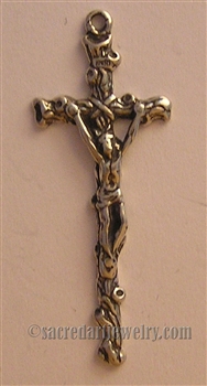 Floral Crucifix 1 3/4" - Catholic religious rosary parts in authentic antique and vintage styles with amazing detail. Large collection of crucifixes, centerpieces, and heirloom medals made by hand in true bronze and .925 sterling silver.