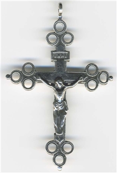 Pectoral Crucifix 3" - Catholic religious rosary parts in authentic antique and vintage styles with amazing detail. Large collection of crucifixes, centerpieces, and heirloom medals made by hand in California, US. Available in true bronze and .925 sterlin
