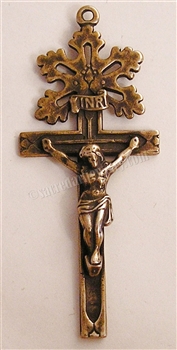 Radiant Crucifix 2 1/2" - Catholic religious rosary parts in authentic antique and vintage styles with amazing detail. Large collection of crucifixes, centerpieces, and heirloom medals made by hand in California, US. Available in true bronze and .925 ster