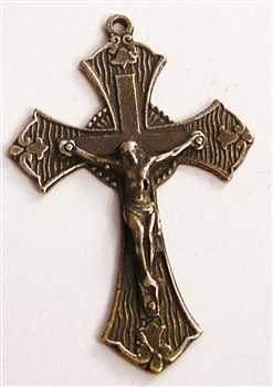 Catholic Crucifix 1 3/4" - Catholic religious rosary parts in authentic antique and vintage styles with amazing detail. Large collection of crucifixes, centerpieces, and heirloom medals made by hand in true bronze and .925 sterling silver.