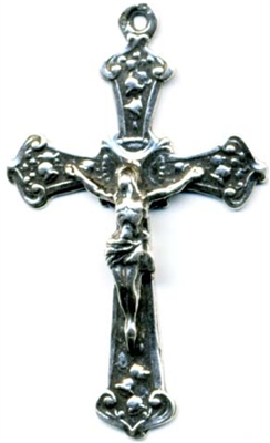 Lily of the Valley Crucifix 1 1/2" - Catholic religious rosary parts in authentic antique and vintage styles with amazing detail. Large collection of crucifixes, centerpieces, and heirloom medals made by hand in true bronze and .925 sterling silver.