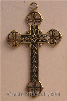 Shamrock Cross 1 3/4" - Catholic religious medals and cross necklaces and in authentic antique and vintage styles with amazing detail. Lovely collection of Irish shamrock crosses collection of Irish shamrock crosses, medals in sterling and bronze