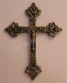 French Victorian Crucifix 2 3/4" - Catholic religious medals and cross necklaces and in authentic antique and vintage styles with amazing detail. Big collection of crosses, medals and a variety of chains in sterling silver and bronze.