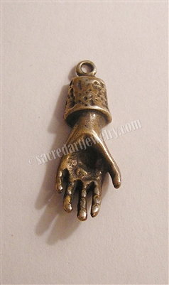 Milagro Pendant Hand Charm 1" - Catholic religious medals and medallions in authentic antique and vintage styles with amazing detail. Large collection of heirloom pieces made by hand in California, US. Available in true bronze and sterling silver.