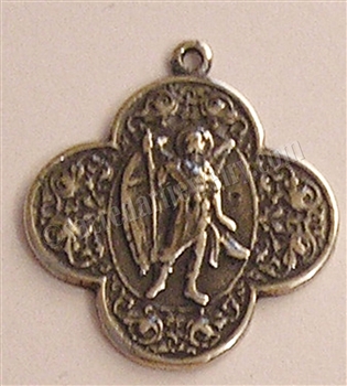 Saint Raphael Medal 1" - Catholic religious medals in authentic antique and vintage styles with amazing detail. Large collection of heirloom pieces made by hand in California, US. Available in sterling silver.