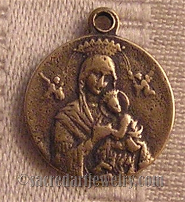 Our Lady of Perpetual Help Medal, St Gerard 5/8" - Patron of Motherhood and Fertility - â€‹Catholic religious medals in authentic antique and vintage styles with amazing detail. Large collection of heirloom pieces made by hand in California, US.