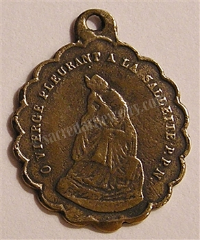 Our Lady of La Sallette Medal 1"  - Catholic religious medals in authentic antique and vintage styles with amazing detail. Large collection of heirloom pieces made by hand in California, US. Available in sterling silver and true bronze.