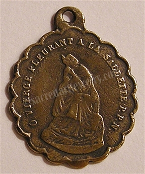 Our Lady of La Sallette Medal 1"  - Catholic religious medals in authentic antique and vintage styles with amazing detail. Large collection of heirloom pieces made by hand in California, US. Available in sterling silver and true bronze.