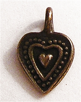Tiny Small Heart Pendant 1/2" - Charms and pendants in authentic antique and vintage styles with amazing detail. Large collection of heirloom pieces made by hand in California, US. Available in sterling silver or true bronze.