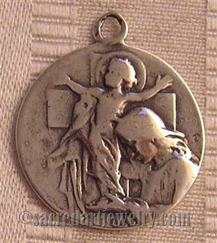 Crib Medal, Joyous Nativity 1" - Catholic religious medals in authentic antique and vintage styles with amazing detail. Large collection of heirloom pieces made by hand in California, US. Available in true bronze and sterling silver.