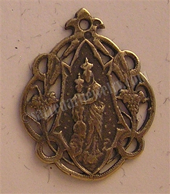 Our Lady of Victory Medal 1" - Catholic religious medals in authentic antique and vintage styles with amazing detail. Large collection of heirloom pieces made by hand in California, US. Available in true bronze and sterling silver.