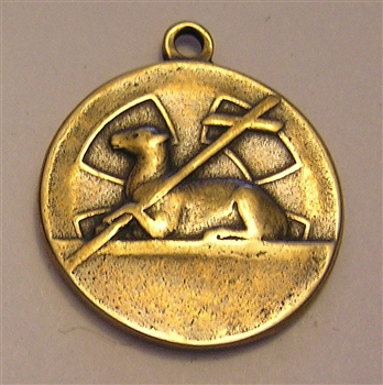Agnus Dei Medal The Lamb of God 1" - This Agnus Dei The Lamb of God medallion is part of the Sacred Art Jewelry collection of stunning antique and vintage religious medal models. Hand cast in the US.