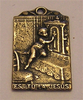 Jesus Are You There Medal 3/4" - Catholic religious medals in authentic antique and vintage styles with amazing detail. Large collection of heirloom pieces made by hand in California, US. Available in sterling silver and true bronze.